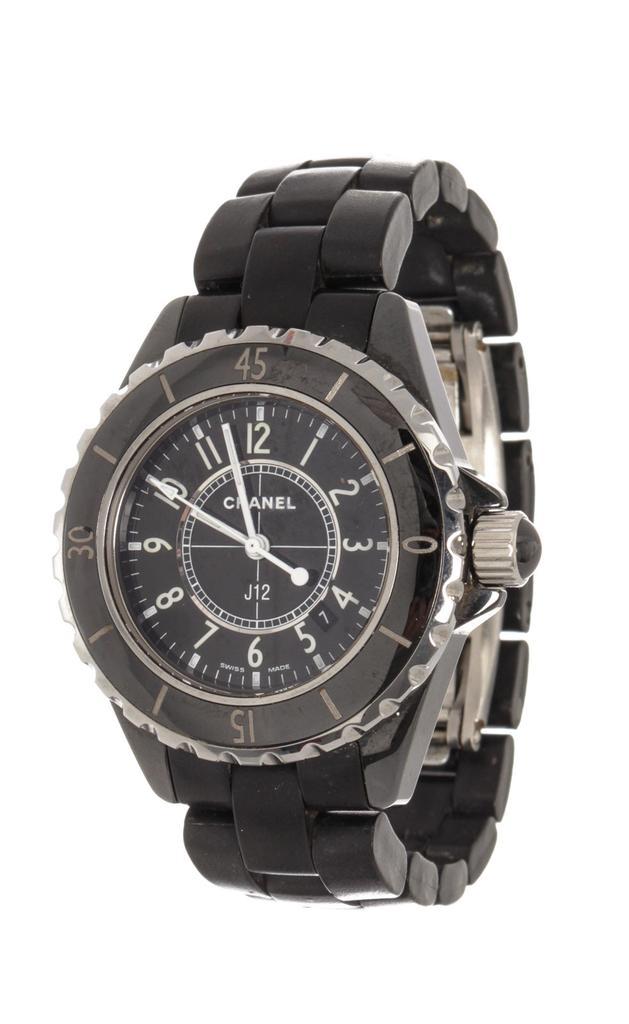 商品[二手商品] Chanel|Chanel Black Ceramic J12 Quartz 33mm Midsize Watch H0681,价格¥22143,第1张图片