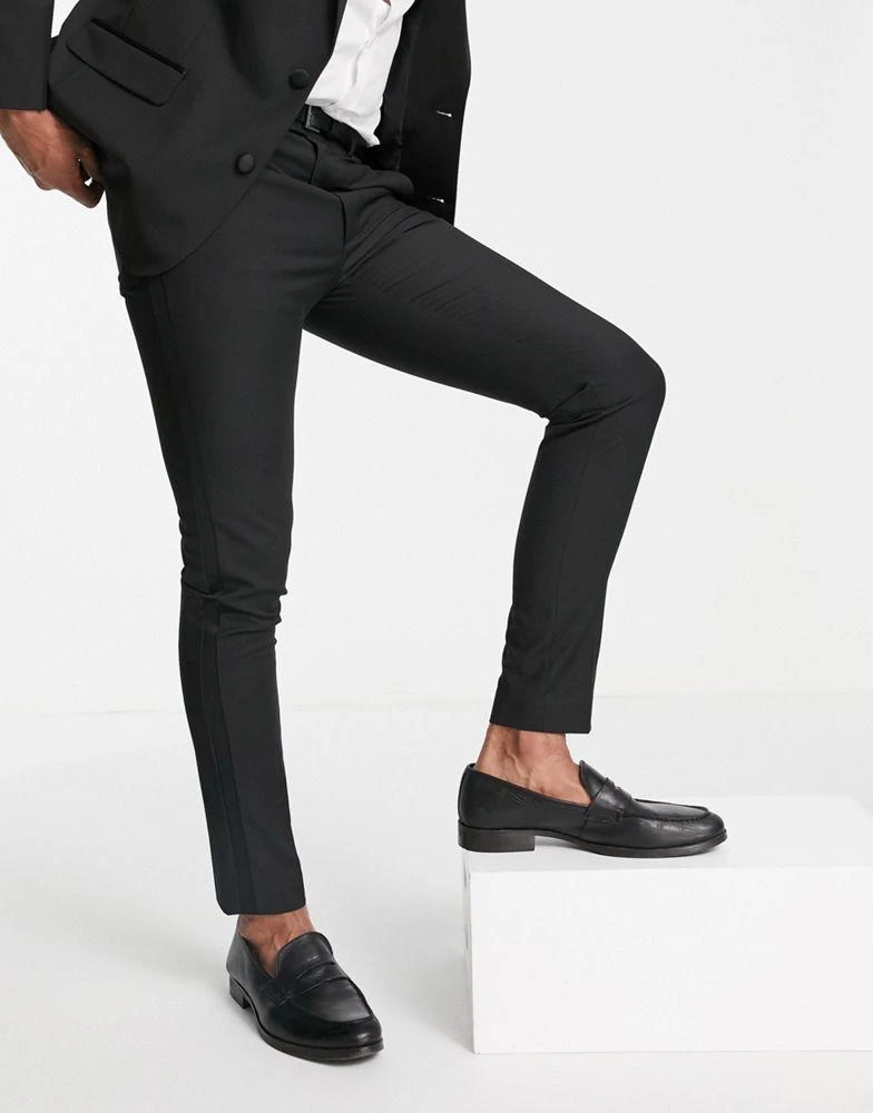 商品ASOS|ASOS DESIGN skinny tuxedo in black suit trousers,价格¥164,第3张图片详细描述