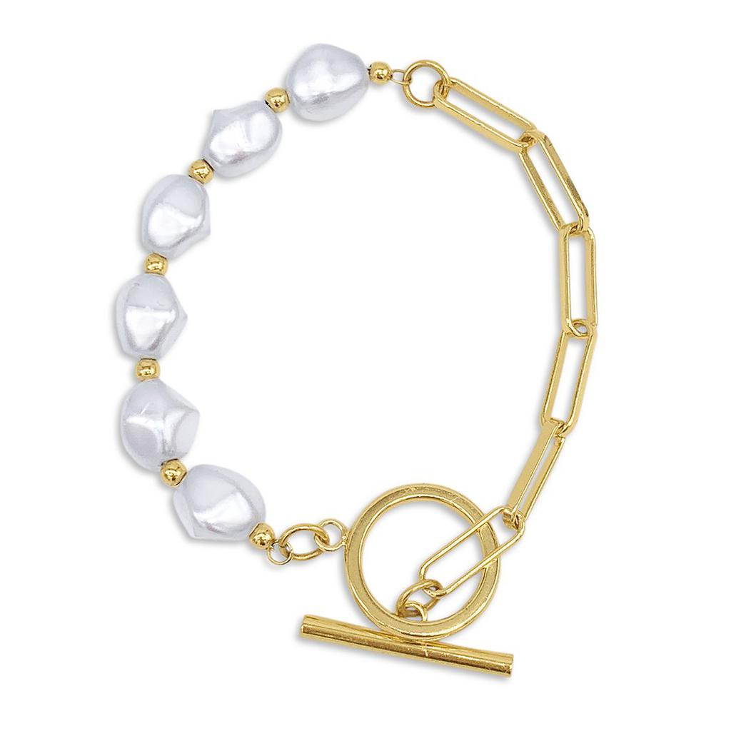 Adornia Chain Toggle Pearl Bracelet商品第1张图片规格展示