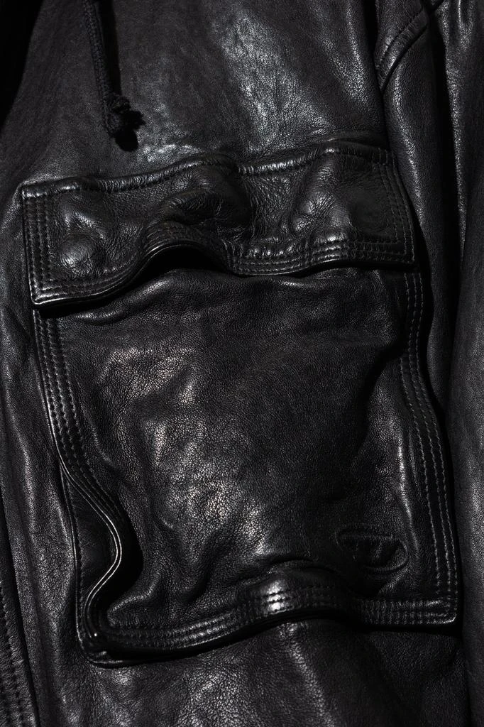 商品Diesel|Diesel L-Sphinx Hooded Leather jacket,价格¥4377,第2张图片详细描述