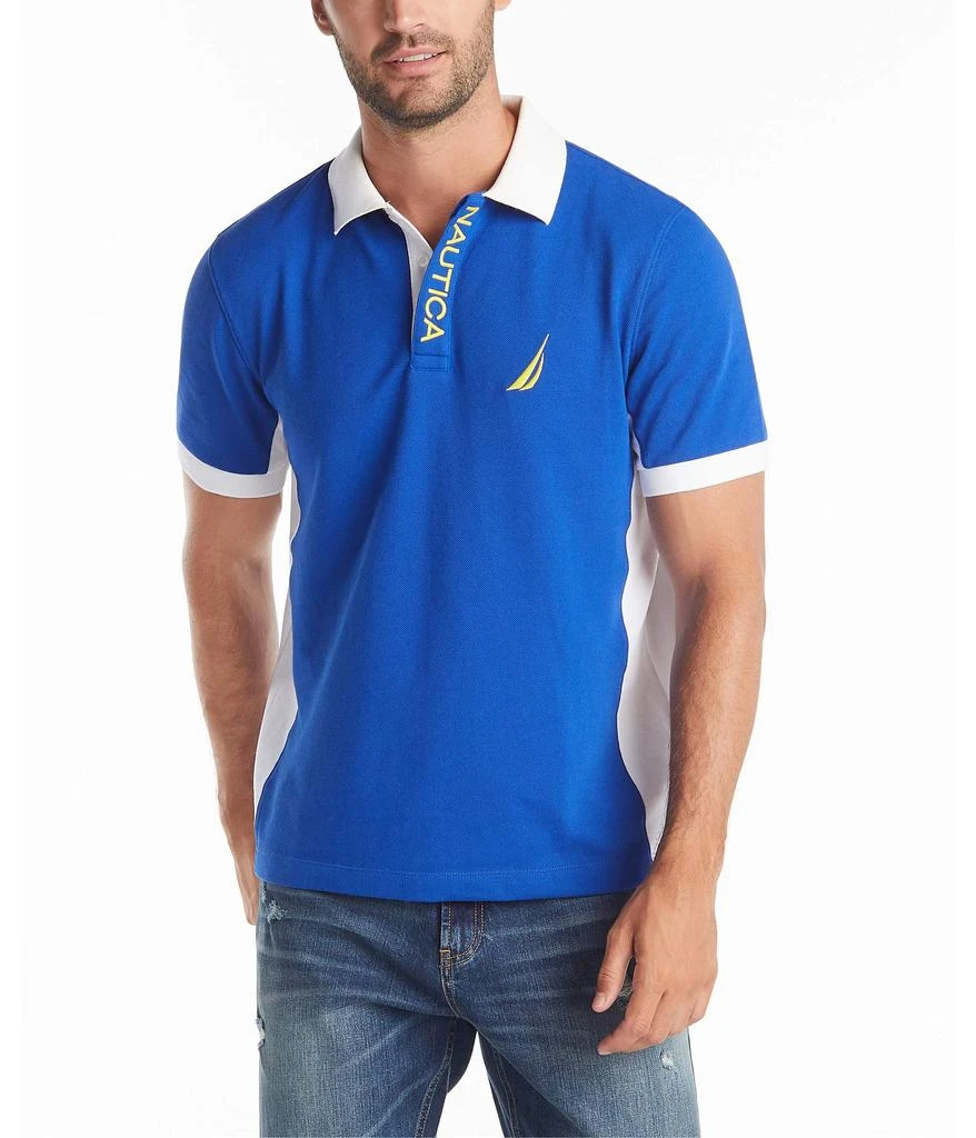 商品Nautica|Men's Short Sleeve Color Block Performance Pique Polo Shirt,价格¥213,第1张图片