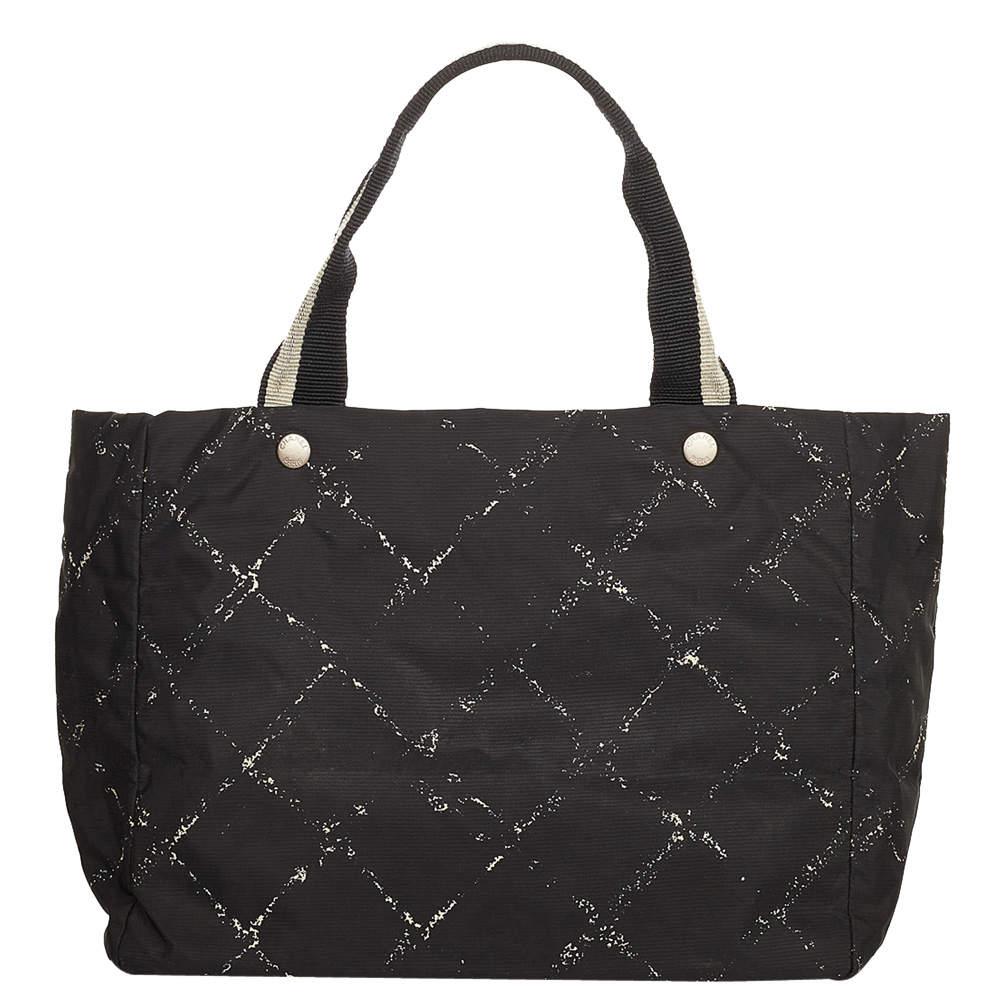 Chanel Black Nylon Old Travel Line Tote Bag商品第1张图片规格展示