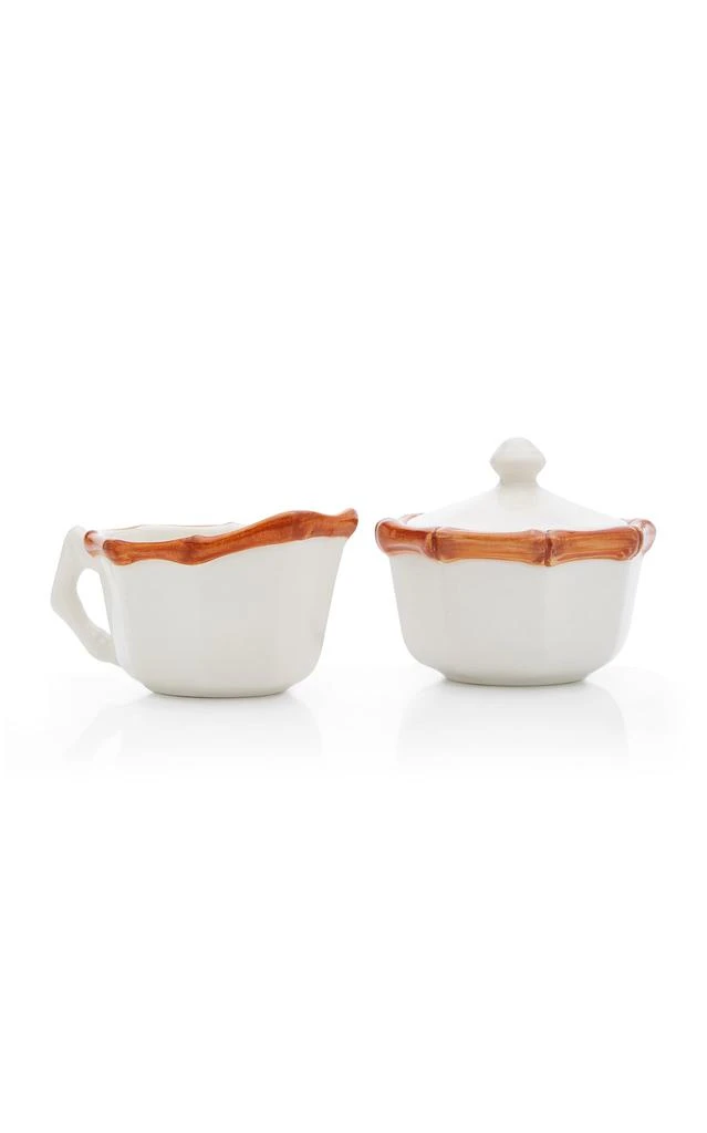 商品Este Ceramiche for Moda Domus|Este Ceramiche for Moda Domus - Bamboo Painted Ceramic Sugar Bowl and Creamer Set - Brown - Moda Operandi,价格¥1458,第1张图片