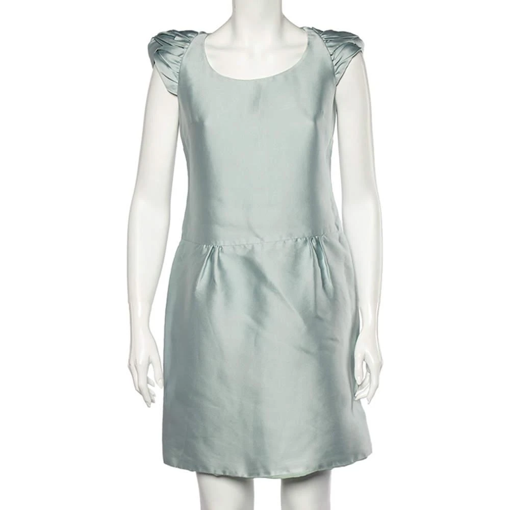 商品[二手商品] Burberry|Burberry Prorsum Light Blue Sateen Gathered Detailed Short Dress M,价格¥2234,第1张图片