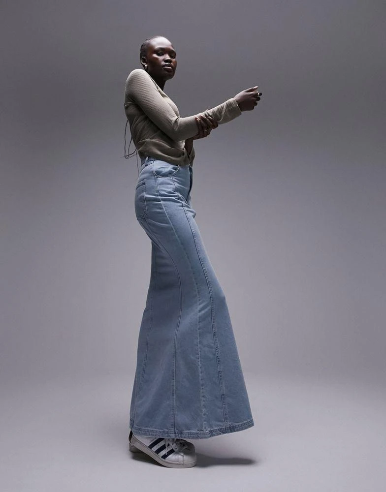 商品Topshop Tall|Topshop Tall highwaist denim fishtail skirt in bleach,价格¥255,第2张图片详细描述