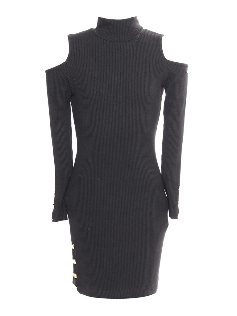 商品MONNALISA|Monnalisa Long-Sleeved Cut-Out Detailed Ribbed Mini Dress,价格¥1141,第1张图片