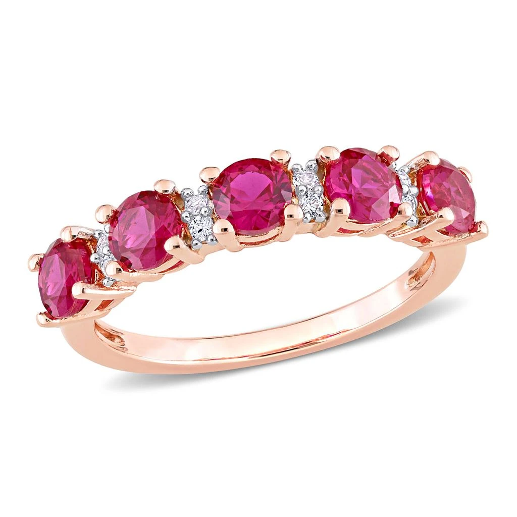 商品Julianna B|Created Ruby and White Sapphire Semi Eternity Ring,价格¥786,第1张图片