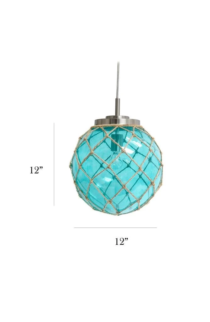 商品LALIA HOME|Buoy Netted Brushed Nickel Coastal Ocean Sea Glass Pendant with Natural Rope - Aqua,价格¥933,第3张图片详细描述