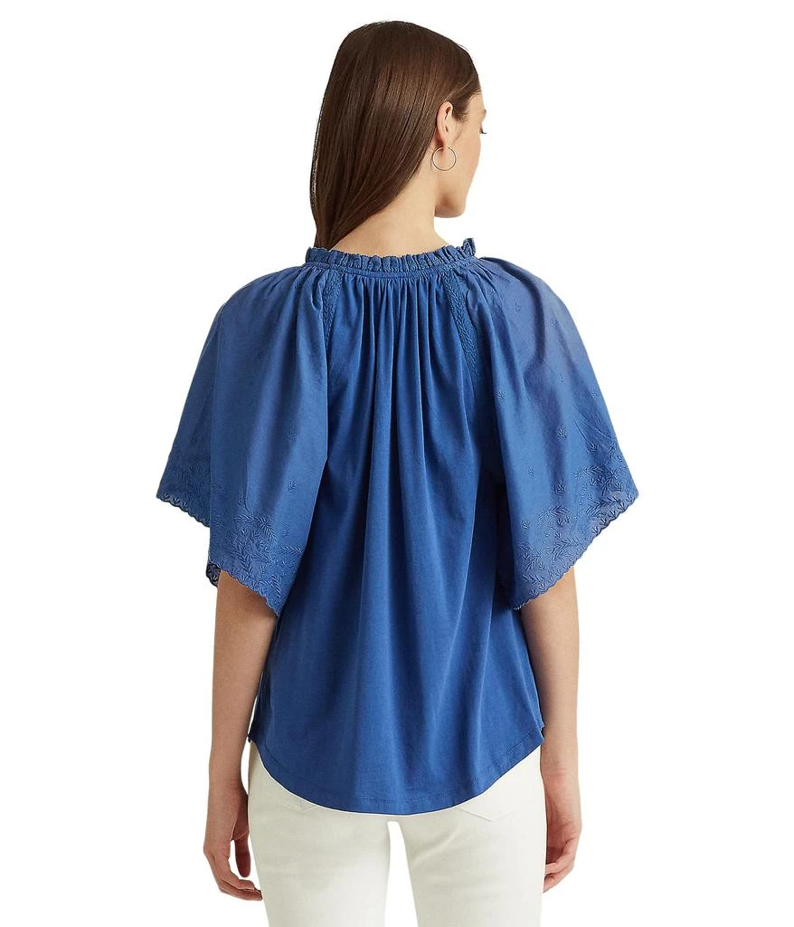 商品Ralph Lauren|Embroidered Flutter-Sleeve Jersey Blouse,价格¥414,第2张图片详细描述