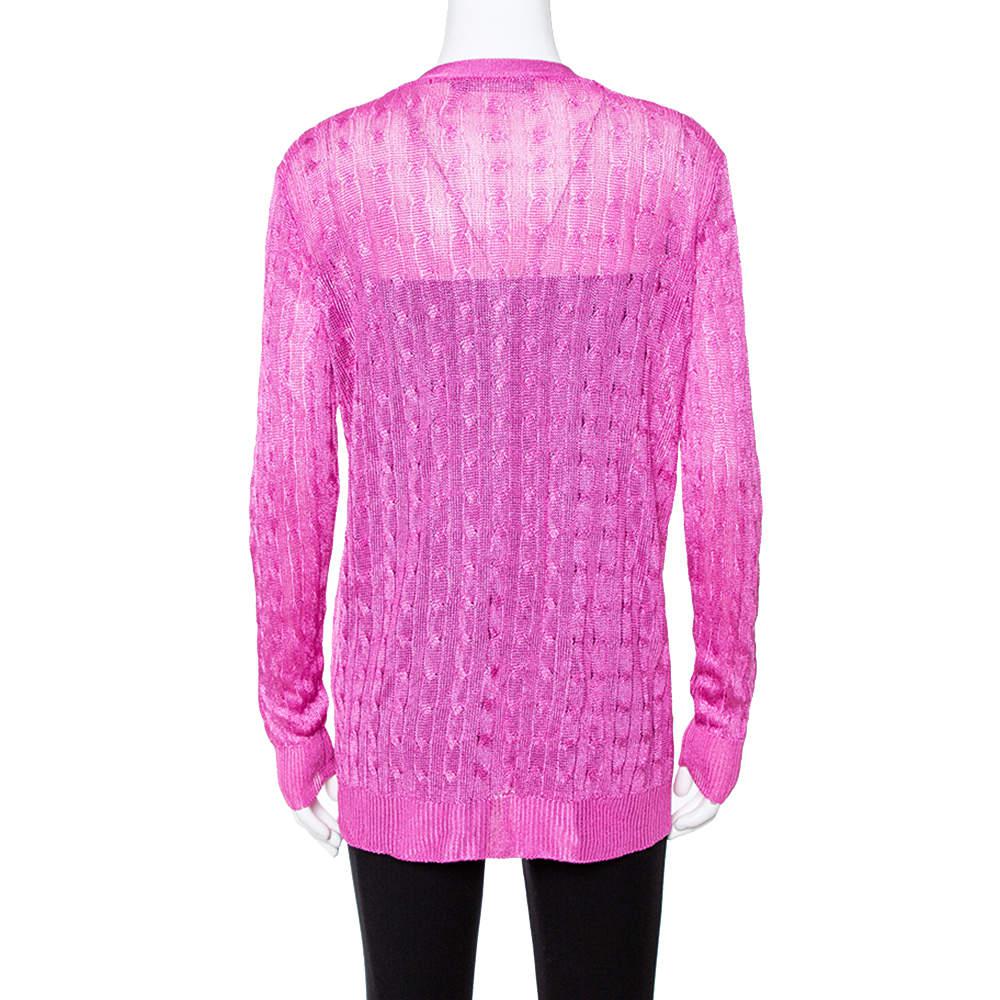 Ralph Lauren Pink Knit Button Front Cardigan M商品第3张图片规格展示
