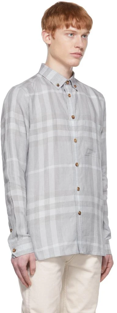 商品Burberry|Grey Linen Long Sleeve Shirt,价格¥3584,第2张图片详细描述