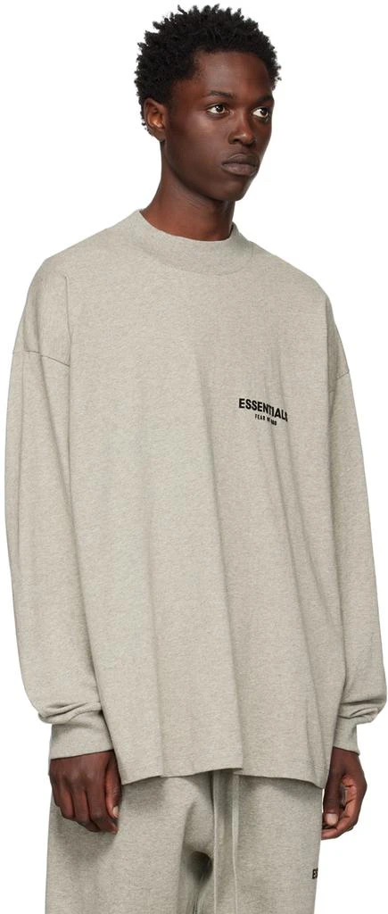 商品Essentials|Gray Flocked Long Sleeve T-Shirt,价格¥439,第2张图片详细描述