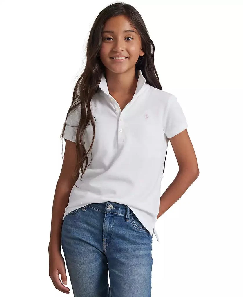 商品Ralph Lauren|拉夫劳伦大童女童弹力网眼POLO衫,价格¥376,第1张图片