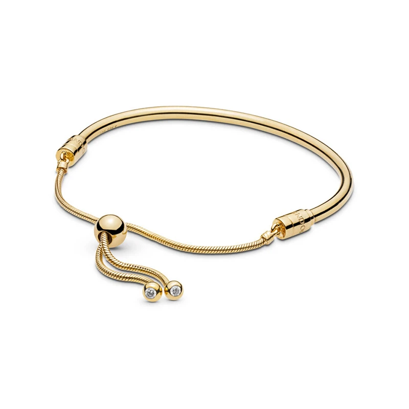 商品PANDORA|PANDORA 潘多拉 金色MOMENTS PANDORA SHINE 滑动手镯 567953CZ-1,价格¥513,第1张图片