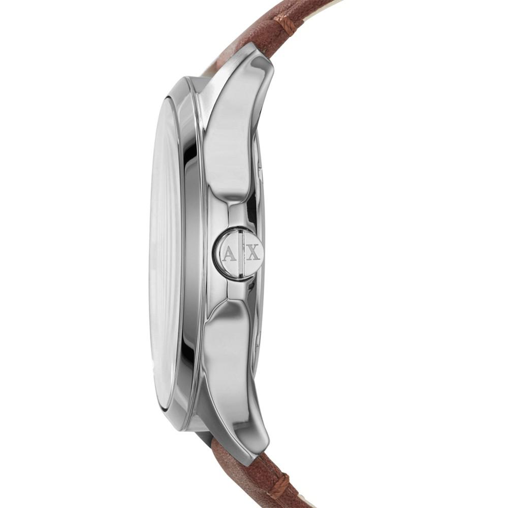 Men's Brown Leather Strap Watch 46mm AX2133商品第2张图片规格展示