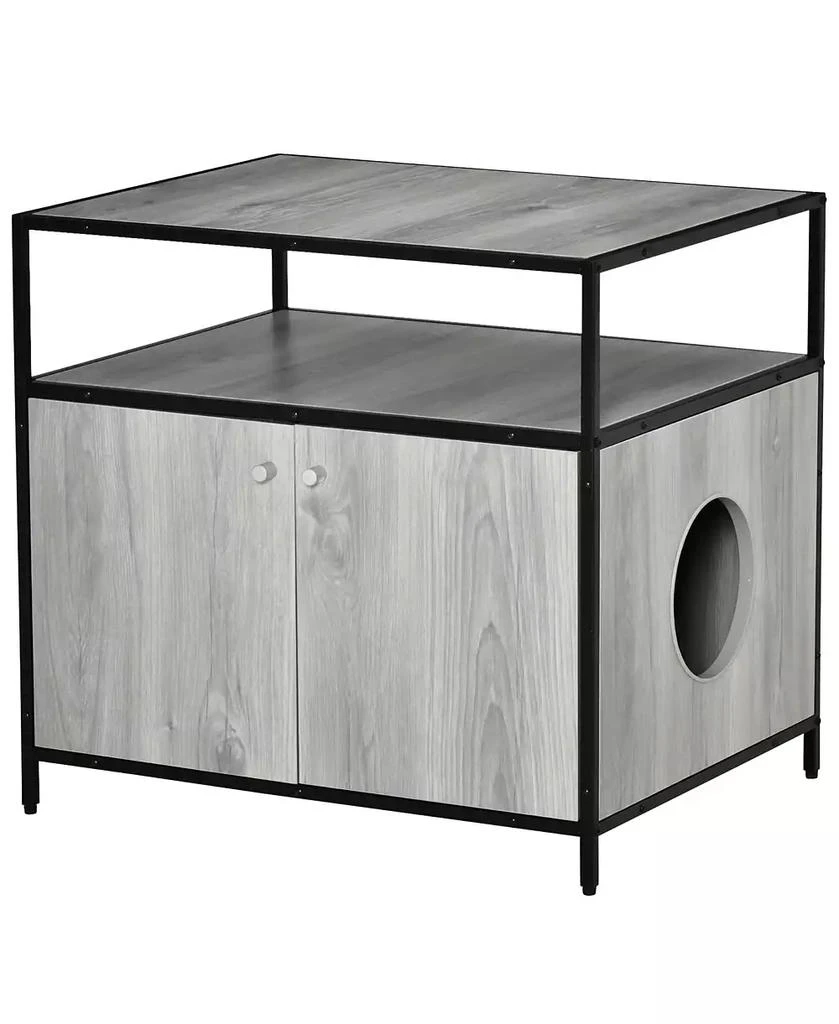 商品PawHut|Pet Cat Litter Box w/ Easy-entry Wide Surface Adjustable Shelves,价格¥856,第1张图片