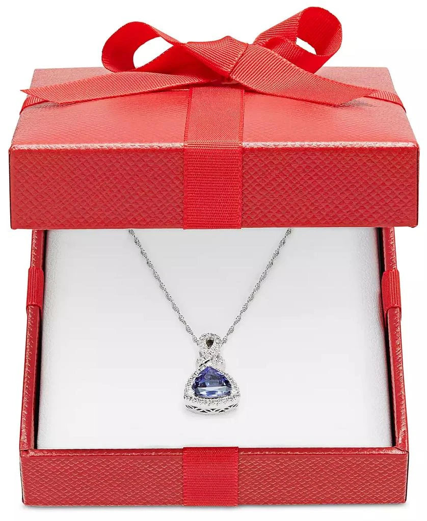 商品Macy's|Tanzanite (1-1/10 ct. t.w.) and Diamond (1/4 ct. t.w.) Triangle 18" Pendant Necklace in 14k White Gold,价格¥3403,第2张图片详细描述