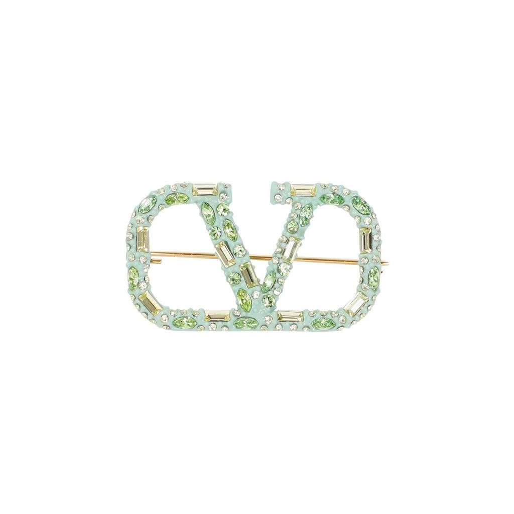 商品Valentino|Valentino	VLogo Plaque Embellished Brooch,价格¥2235,第1张图片