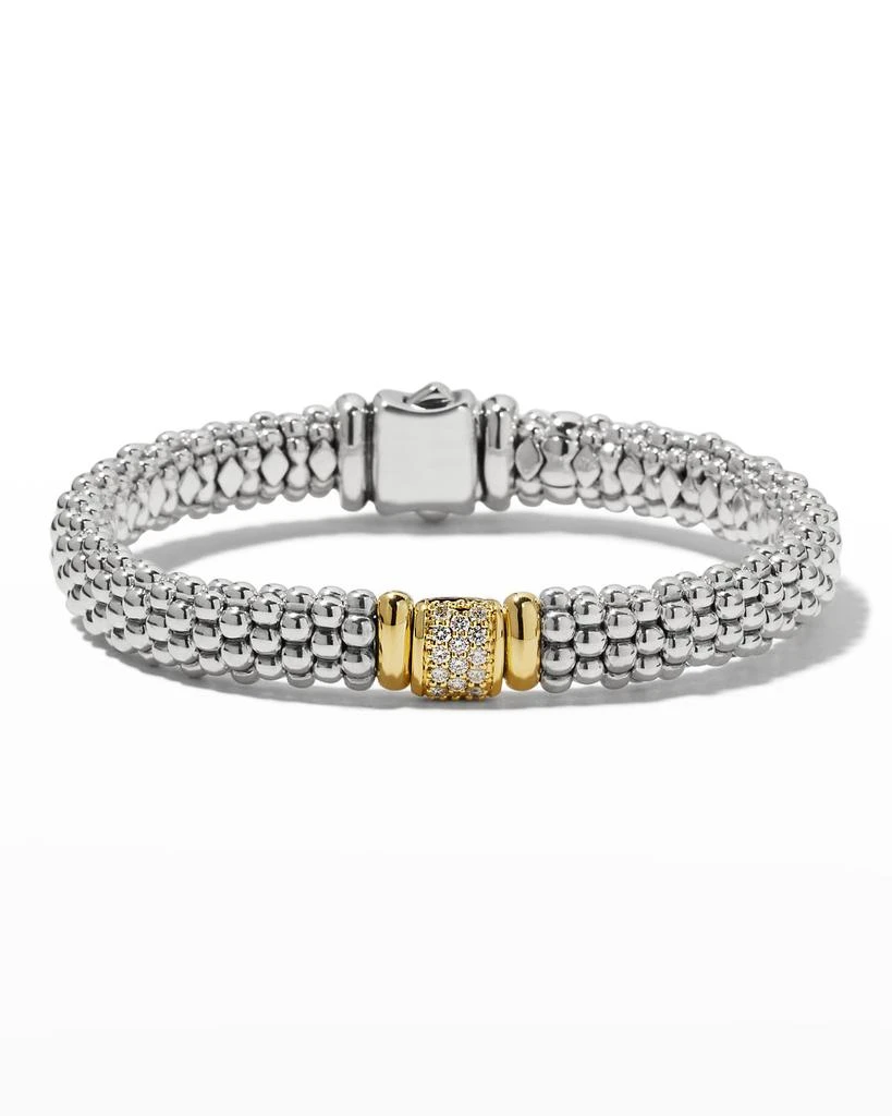 商品LAGOS|Silver Caviar Bracelet with 18k Gold, 9mm,价格¥12493,第1张图片