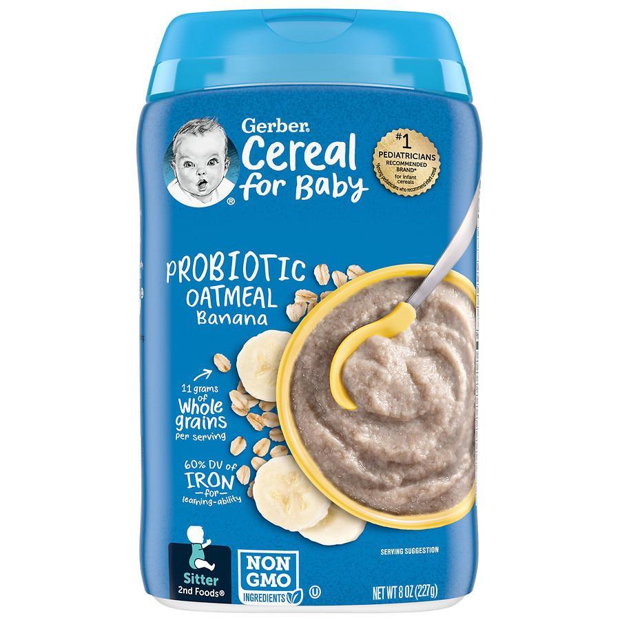 商品Gerber|婴儿2段辅食香蕉味燕麦糊 添加益生菌 227g,价格¥33,第1张图片