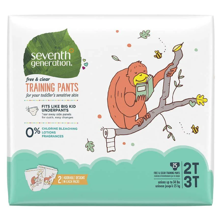 商品Seventh Generation|Free & Clear Potty Training Pants Size 2T/3T (M), up to 35 lbs,价格¥97,第1张图片