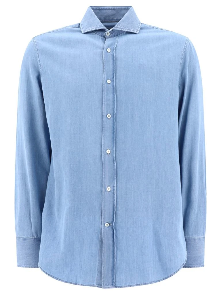 商品Brunello Cucinelli|Denim Shirt Shirts Light Blue,价格¥2802,第1张图片