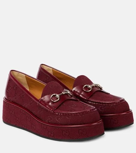 商品Gucci|Horsebit GG帆布厚底乐福鞋,价格¥10624,第1张图片