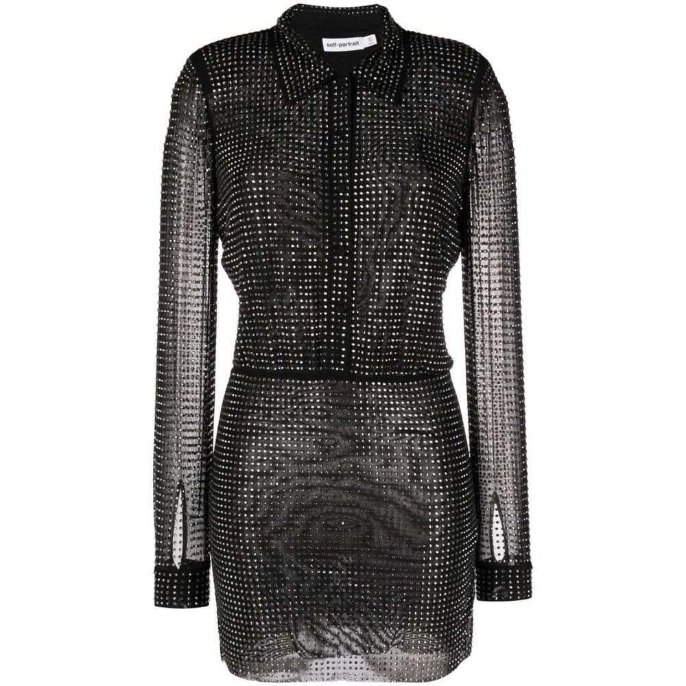 商品Self Portrait|Self-Portrait Embellished Mini Shirt Dress,价格¥5949,第1张图片