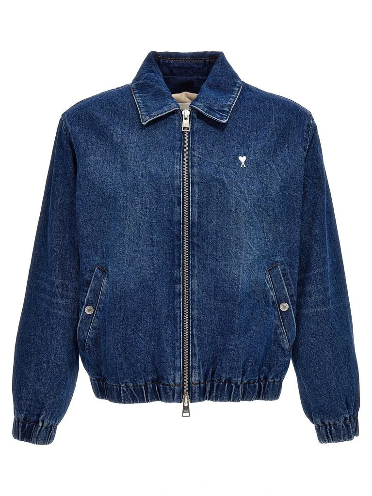 商品AMI|Logo Denim Jacket Casual Jackets, Parka Blue,价格¥2776,第1张图片