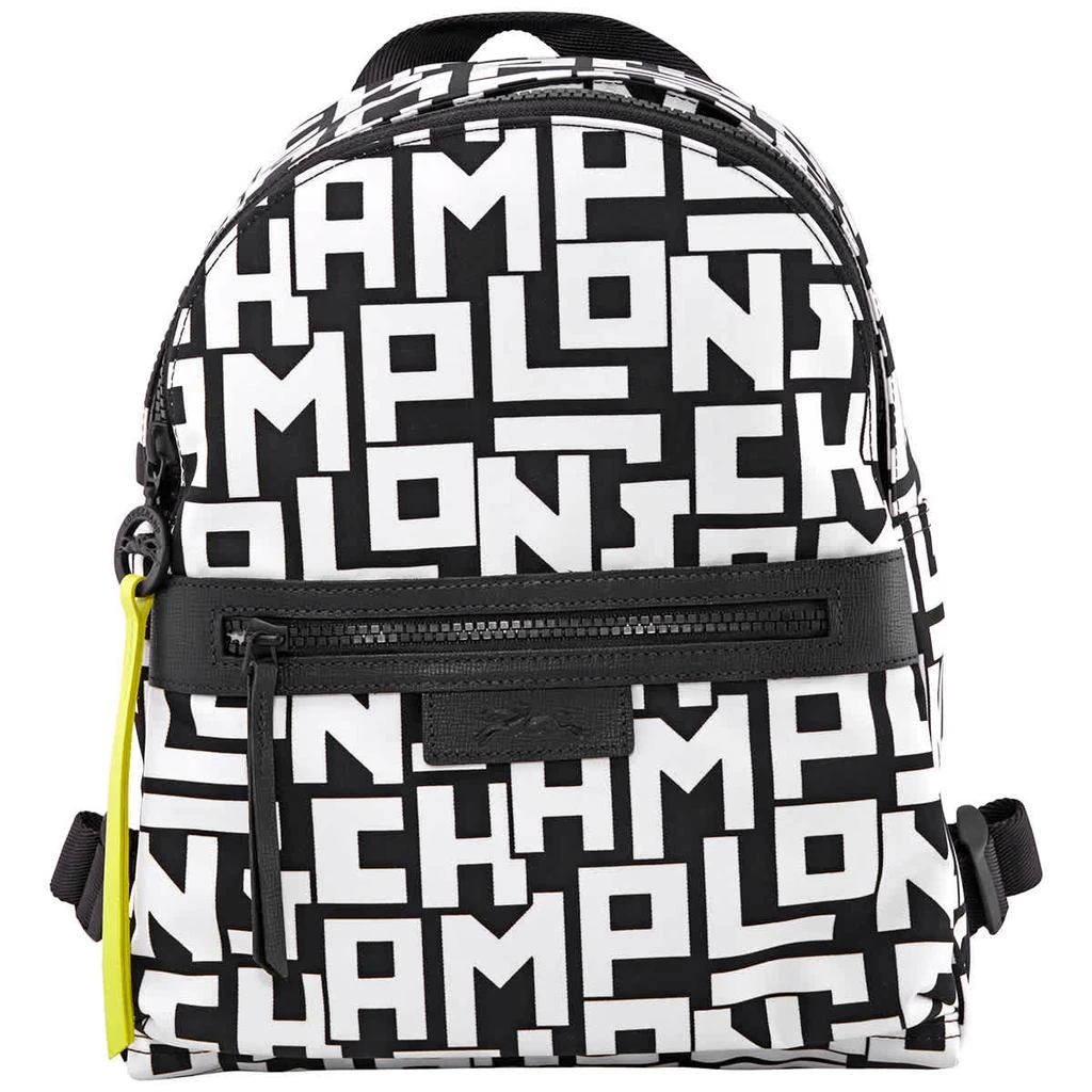 商品Longchamp|Longchamp Le Pliage Black/White Small Logo Backpack,价格¥1478,第2张图片详细描述