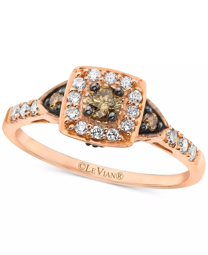 商品Le Vian|Chocolatier® Chocolate Diamond® & Vanilla Diamond® Halo Ring (3/8 ct. t.w.) in 14k Rose Gold,价格¥3720,第1张图片