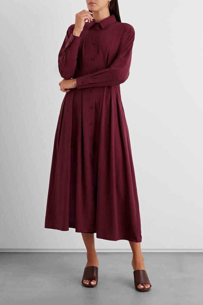 Charlotte pleated Lyocell-blend midi shirt dress商品第4张图片规格展示