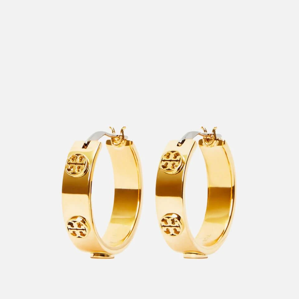 商品Tory Burch|Tory Burch Women's Small Miller Stud Hoop Earrings - Tory Gold,价格¥1318,第1张图片