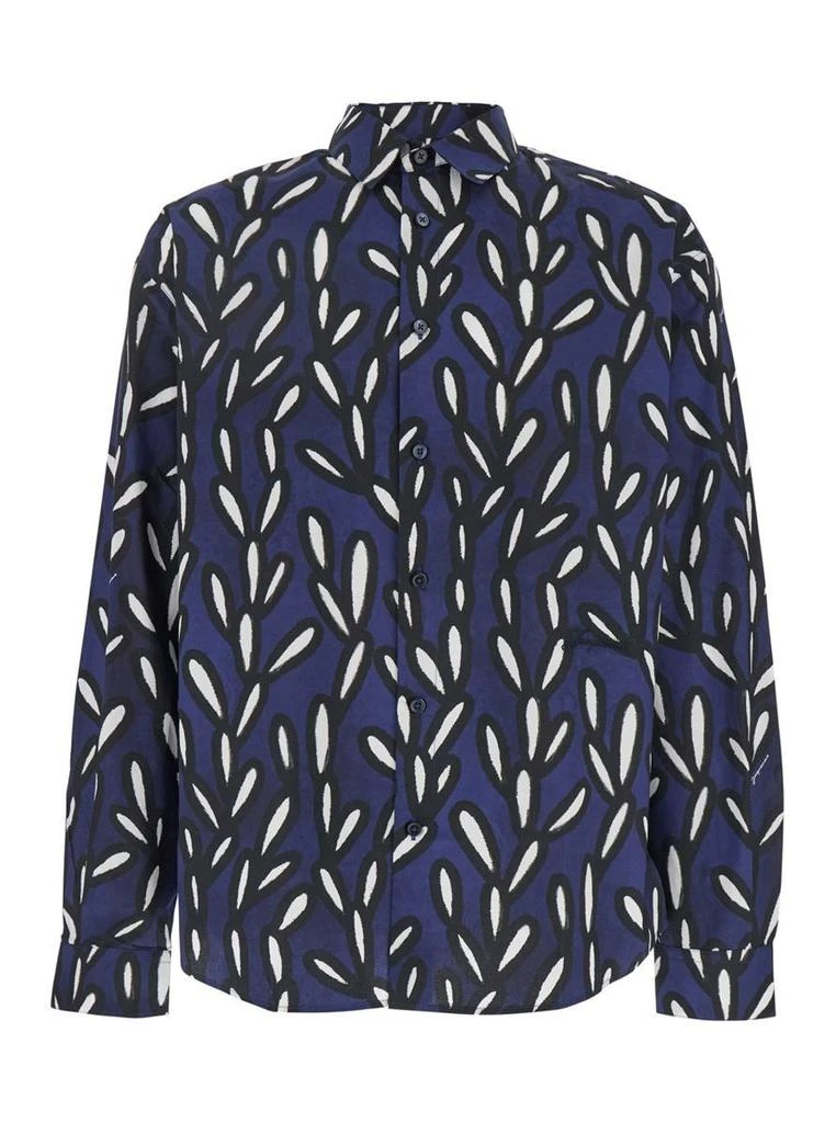 商品Jacquemus|'La Chemise Jean' Blue Shirt With Spread Collar And All-Over Logo Motif In Cotton Man,价格¥2680,第1张图片