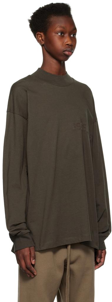 Gray Flocked Long Sleeve T-Shirt商品第2张图片规格展示
