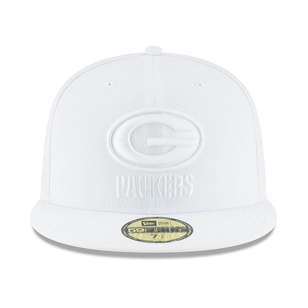 商品New Era|Men's Green Bay Packers White on White 59FIFTY Fitted Hat,价格¥290,第6张图片详细描述
