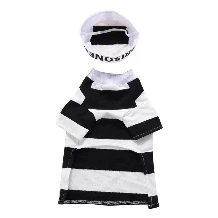 Striped Retro Inmate Prisoner Pet Dog Costume Uniform 商品