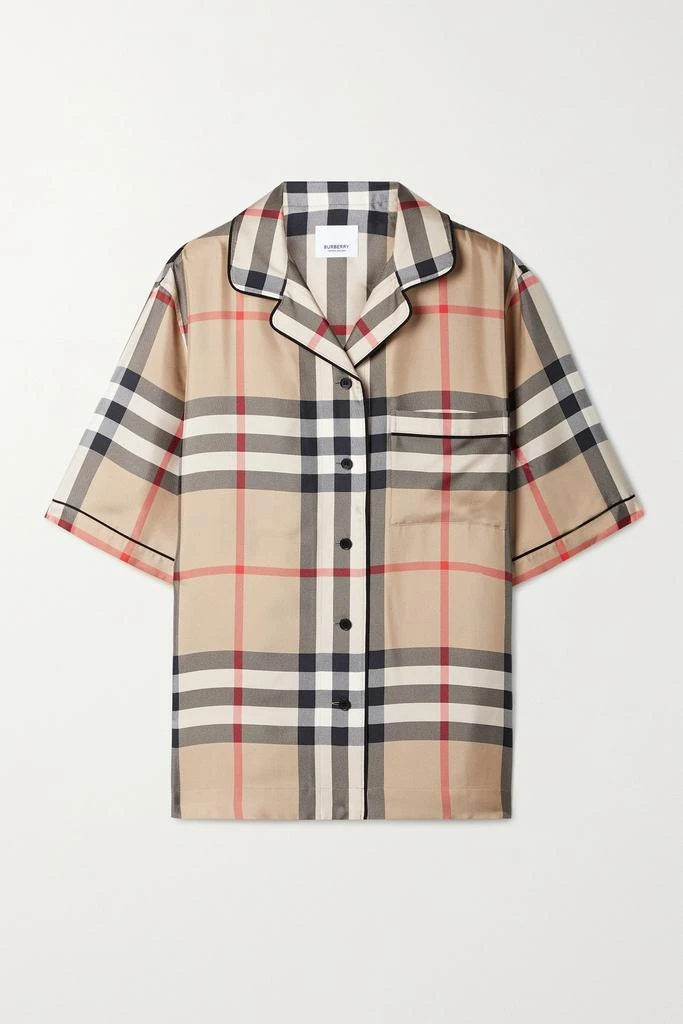 商品Burberry|格纹真丝斜纹布衬衫,价格¥8787,第1张图片