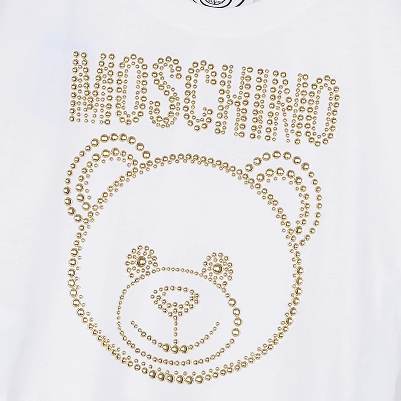 （特价清仓）MOSCHINO/莫斯奇诺 21早秋 女士Teddy Studs弹力针织棉T恤 白色07085540 A1001  商品