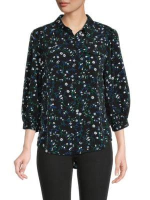 商品Karl Lagerfeld Paris|Balloon Sleeve Floral Print Shirt,价格¥145,第1张图片