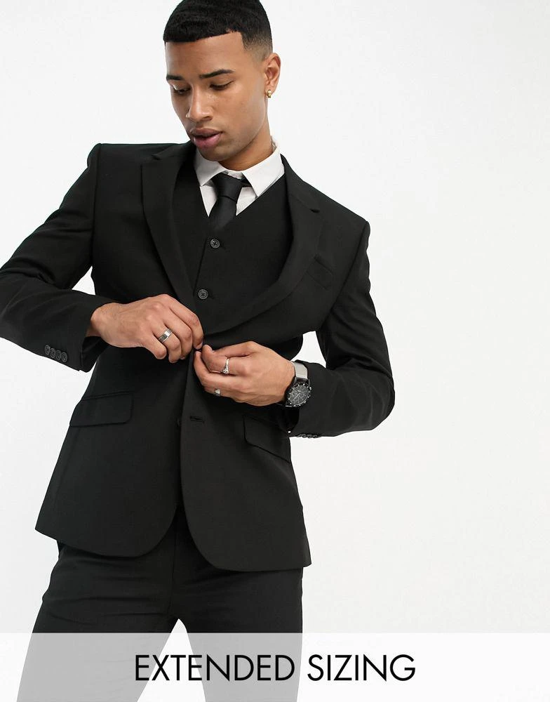 商品ASOS|ASOS DESIGN slim suit jacket in black,价格¥412,第1张图片