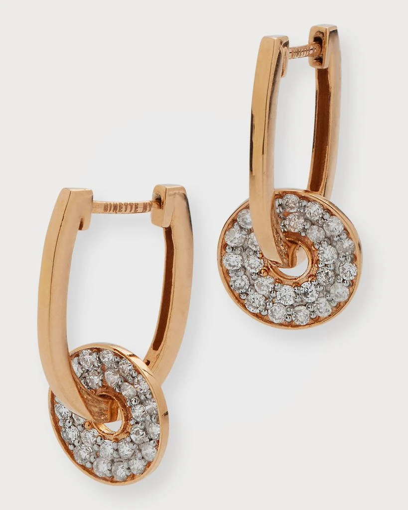 商品Ginette NY|18K Mini Diamond Donut Hoop Earrings,价格¥12151,第3张图片详细描述