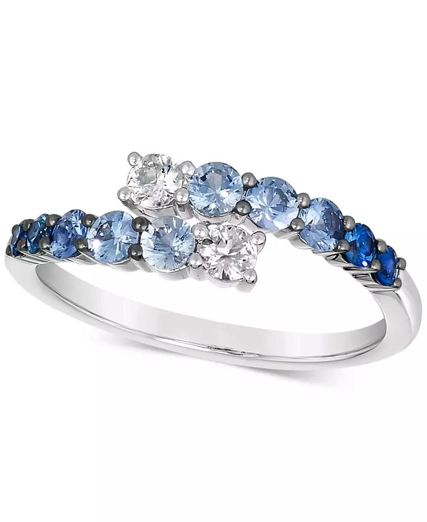 商品Le Vian|Denim Ombré (5/8 ct. t.w.) & White Sapphire (1/5 ct. t.w.) Bypass Statement Ring in 14k White Gold,价格¥3665,第1张图片