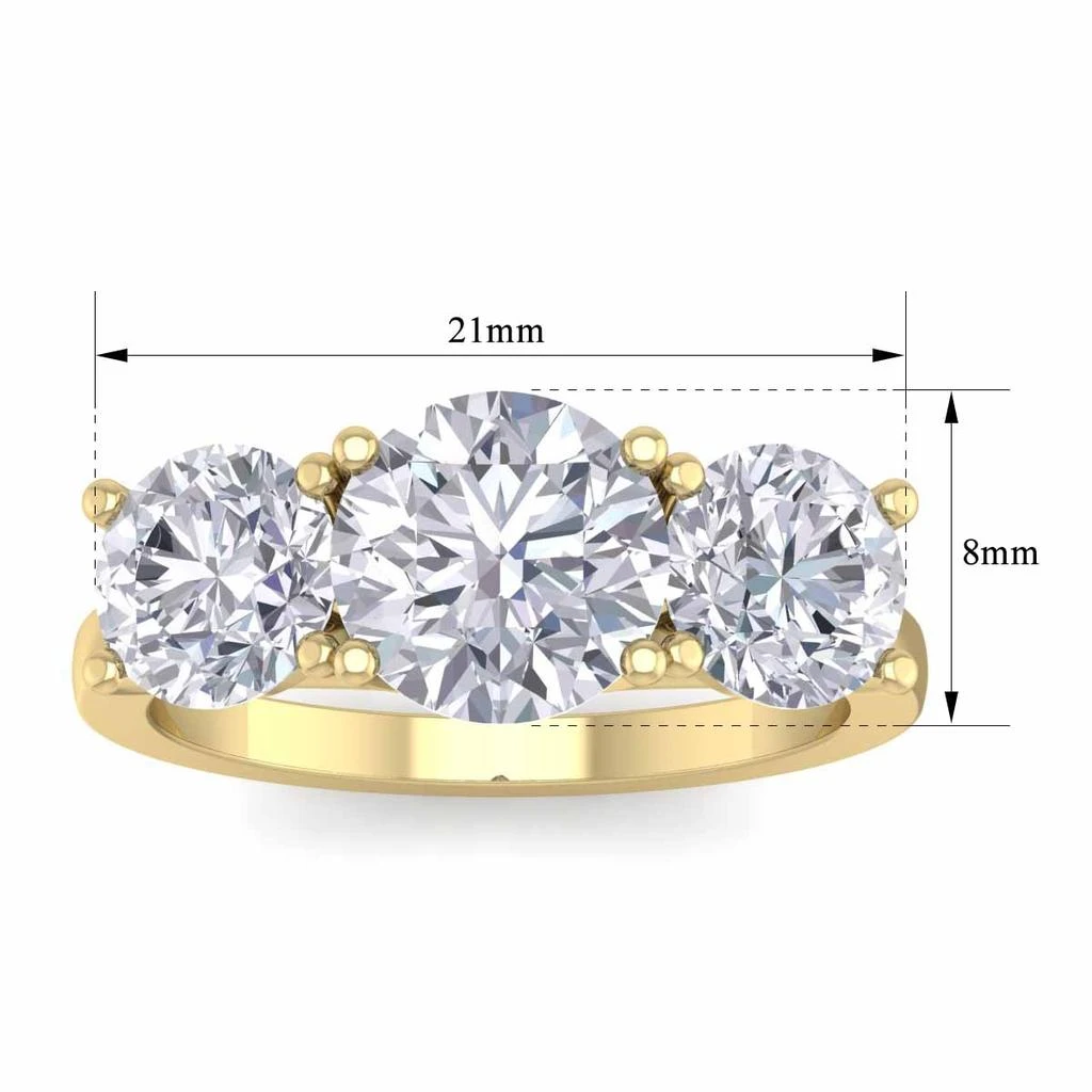 商品Monary|4 Carat Moissanite Three Stone Ring In 14 Karat Yellow Gold,价格¥5662,第4张图片详细描述