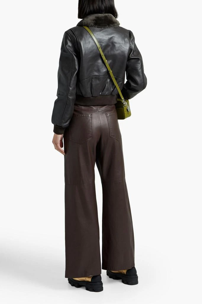 商品Maje|Shearling-trimmed leather bomber jacket,价格¥2522,第3张图片详细描述