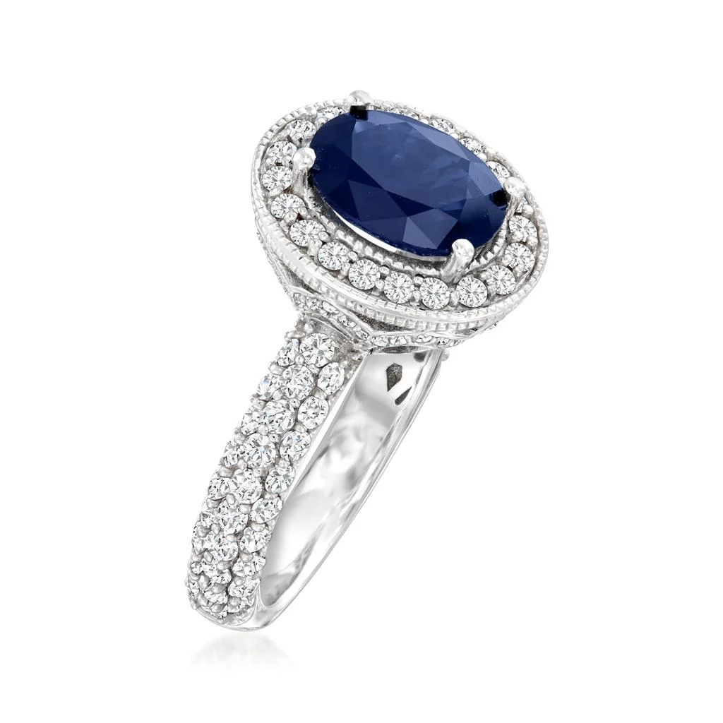 商品Ross-Simons|Sapphire and Diamond Ring in 14kt White Gold,价格¥17826,第3张图片详细描述