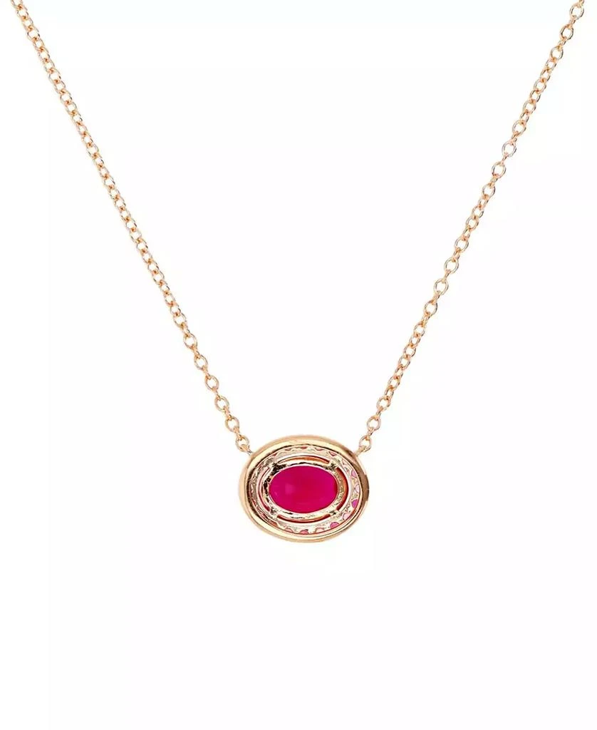 商品Macy's|Lab-Grown Ruby (1-7/8 ct. t.w.) & Lab-Grown Pink Sapphire (1/10 ct. t.w.) Oval Halo 18" Pendant Necklace in 14k Rose Gold-Plated Sterling Silver,价格¥281,第3张图片详细描述