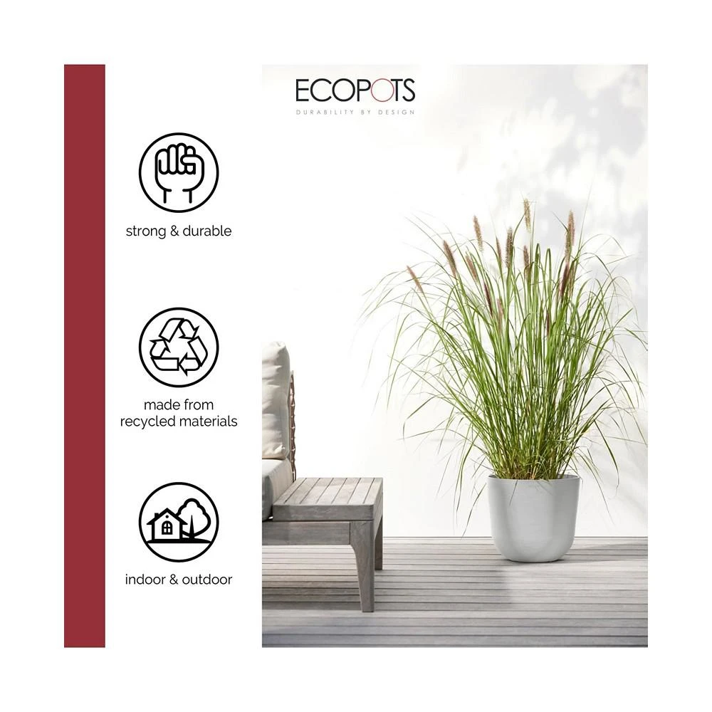 商品ECOPOTS|Oslo Plastic Flower Pot, White Grey, 9.8",价格¥194,第2张图片详细描述