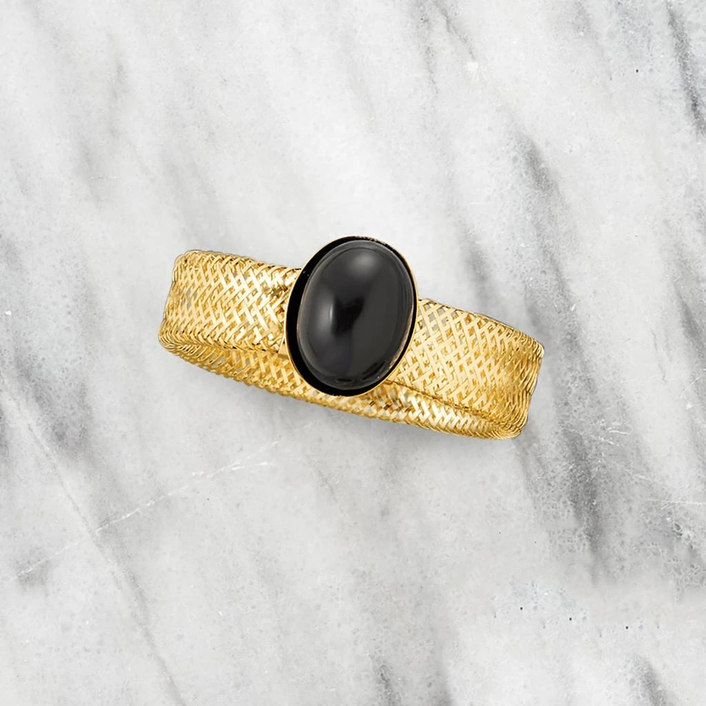 商品Ross-Simons|Italian Black Onyx Mesh Stretch Ring in 14kt Yellow Gold,价格¥1330,第5张图片详细描述