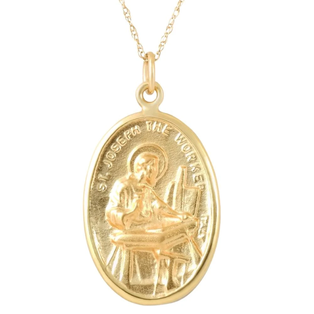 商品Pompeii3|14k White or Yellow Gold St. Joseph Medal Pendant 1" Tall 2.5 Grams,价格¥2740,第1张图片